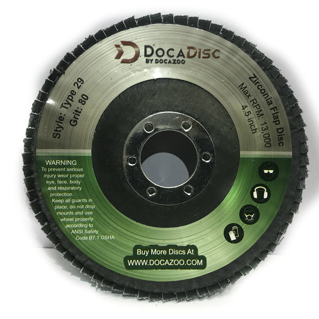 4.5 inch Flap Disc (10 Pack) - 80 Grit Type 29 Professional Grade Zirconia - Abrasive Grinding Wheel, Flap Wheel, and Sanding Discs by DocaDisc - NewNest Australia