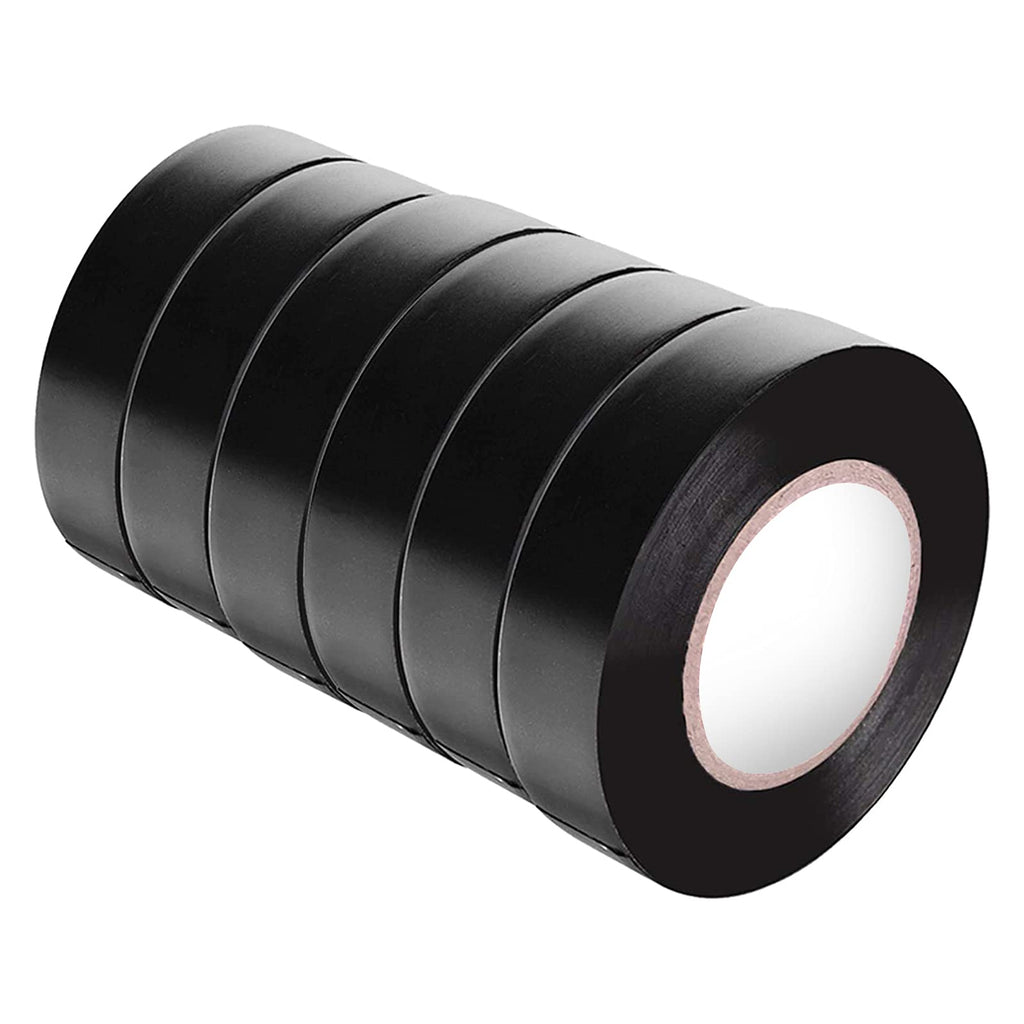 Black Electrical Tape 6 Pack Each Roll 0.6" x 50' - Viaky High End Industrial Grade - Rated to 176 Degrees & 600 Volts - Vinyl Insulating Backing - Perfect for Electric Wiring Projects 6 black - NewNest Australia