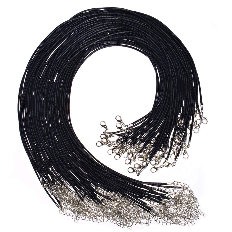 PAXCOO 4336827944 100Pcs Black Waxed Cord with Clasp Bulk for Bracelet Necklace and Jewelry Making (20 Inches) - NewNest Australia