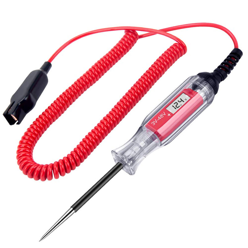 Large Size Heavy Duty 3-48V Digital LCD Circuit Tester with 140 Inch Extended Spring Wire,Car Truck Low Voltage & Light Tester with Stainless Probe - NewNest Australia