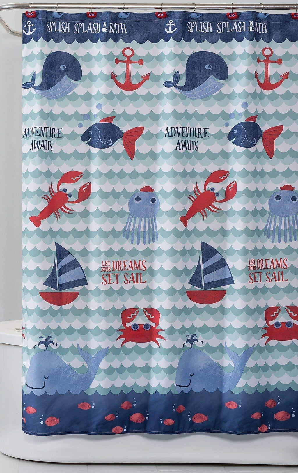 Saturday Knight Set Sail Fabric Shower Curtain One Size Blue Multi - NewNest Australia