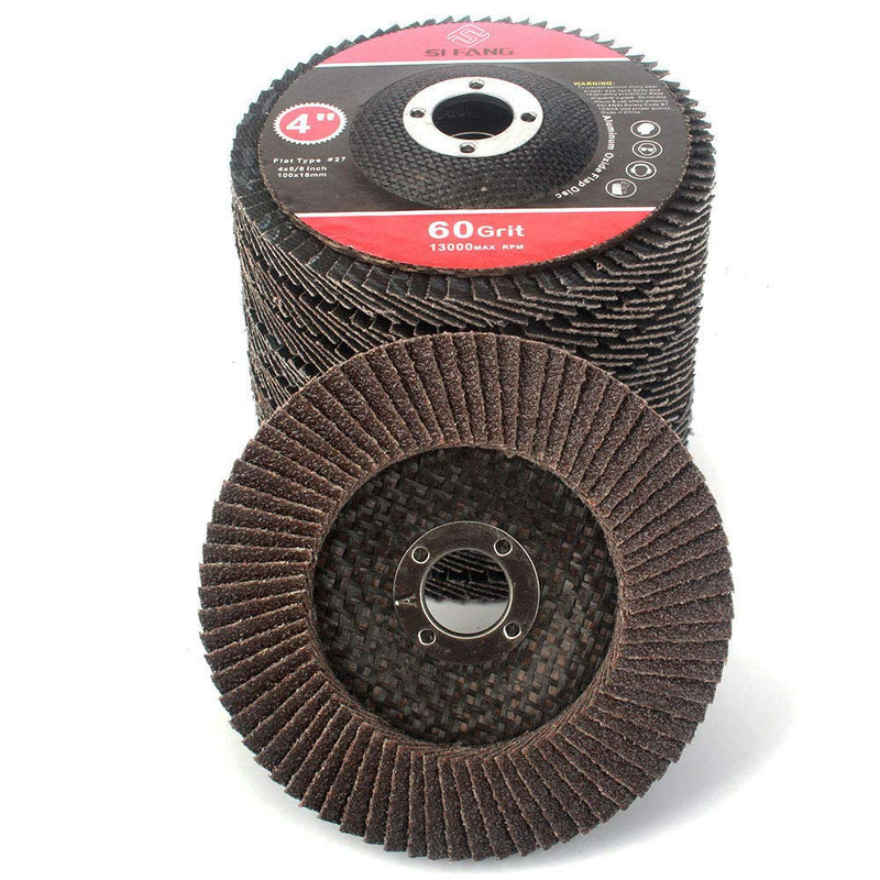 SI FANG 10Pcs 4''x5/8'' Premium High Density Calcined Aluminum Oxide Flap Disc 60 Grit 60Grit - NewNest Australia