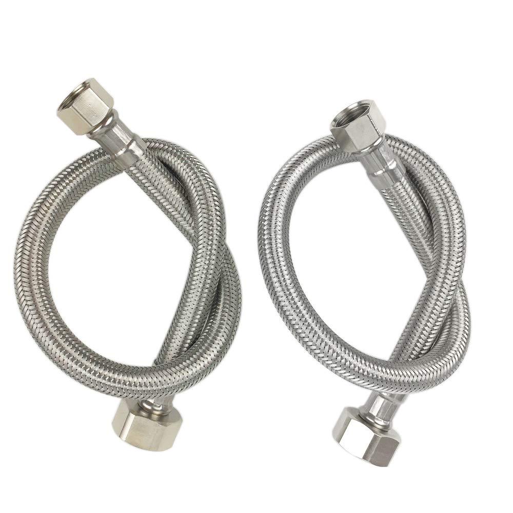 Faucet Connector hose, Stainless Steel Braided Water Supply Line 3/8" Female Compression Thread x 1/2" FIP. Female Straight Thread,2 Pcs (1 Pair) 23.6 Inch/60CM 60cm - NewNest Australia