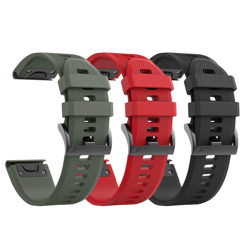 Notocity Compatible Fenix 5X Band 26mm Width Soft Silicone Watch Strap for Fenix 6X/Fenix 7X/Fenix 5X Plus/Fenix 6X Pro/Fenix 3/Fenix 3 HR/Tactix/Descent MK1/D2 Delta PX/D2 Charlie-3pcs 3P1 - NewNest Australia