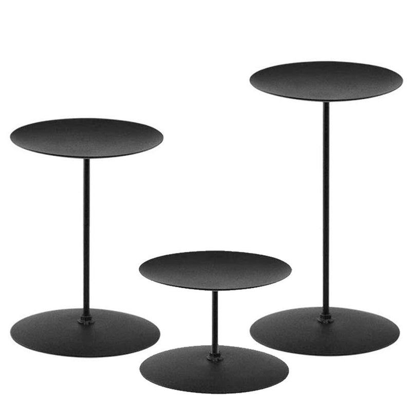 NewNest Australia - smtyle Pillar Candle Holders Set of 3 Centerpieces Plate for Tables or Fireplace with Black Metal Iron 