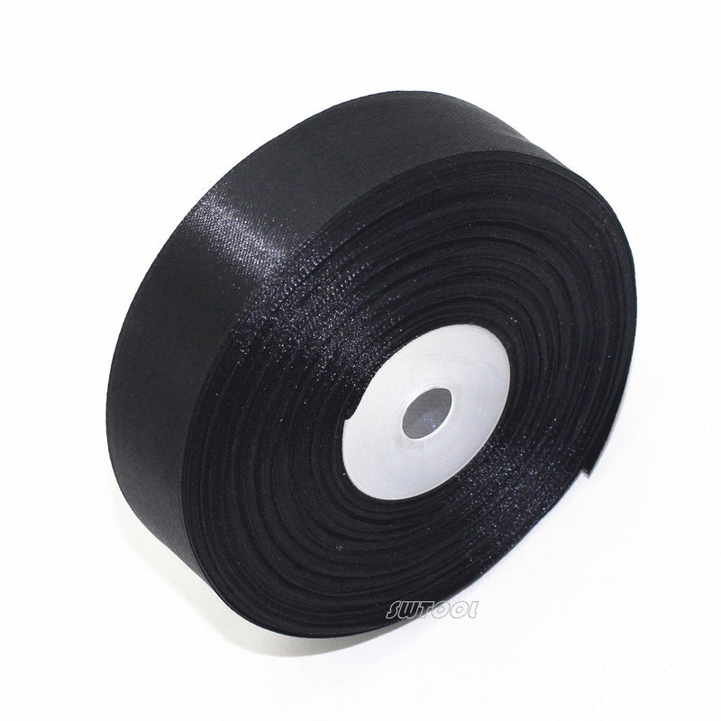 SWTOOL 1" Solid Satin Ribbon 50 Yards Roll for Wedding Details, Sewing Projects, Gift Wrapping, Invitation Embellishments and Crafting Projects Etc (Black) Black 1" - NewNest Australia