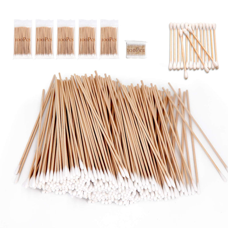 600 PCS Long Wooden Cotton Swabs & Biodegradable Cotton Swabs Set - Long Cotton Swabs for Pets Care, Cotton Tipped Applicator for Oil Makeup, Eye Ears Eyeshadow Remover Tool - Gun Cleaning Supplies - NewNest Australia