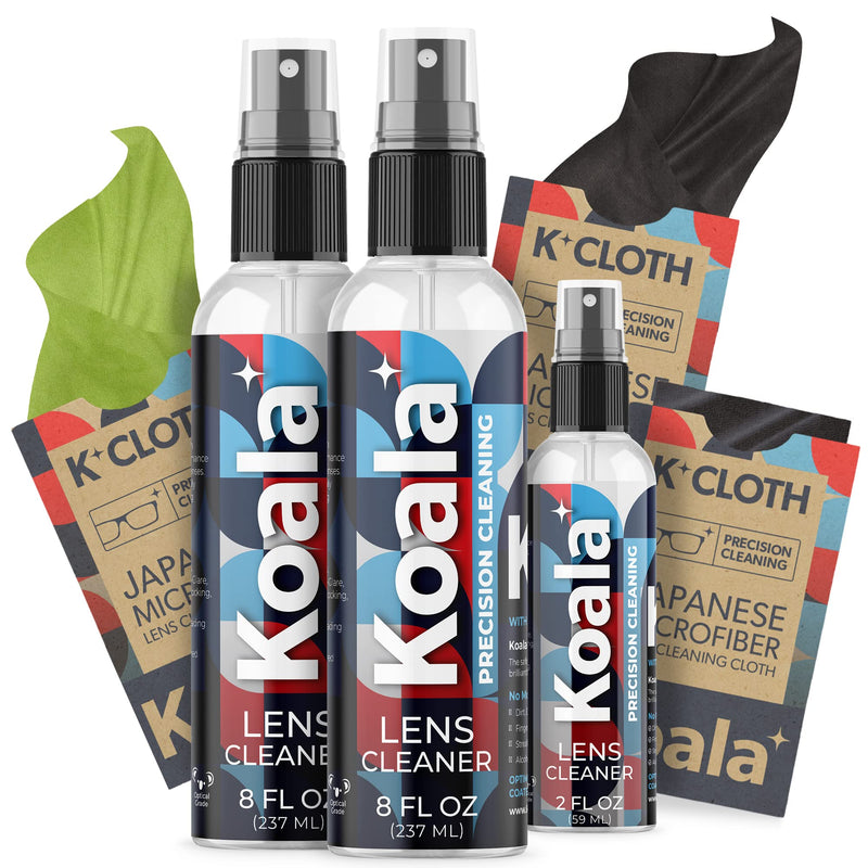 Koala Eyeglass Lens Cleaner Spray Kit | American Made | 18 Ounces + 3 Koala Cloths | Streak and Alcohol Free | Carefully Engineered Glasses Cleaner | Safe for All Lenses - NewNest Australia