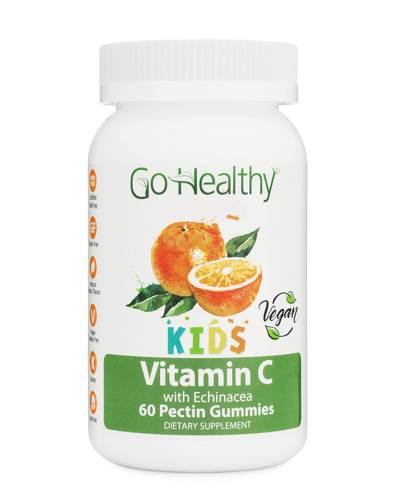 Go Healthy Natural Vitamin C Gummies with Echinacea for Kids, Vegan, OU Kosher, Halal (60) - 100 mg Servings - NewNest Australia
