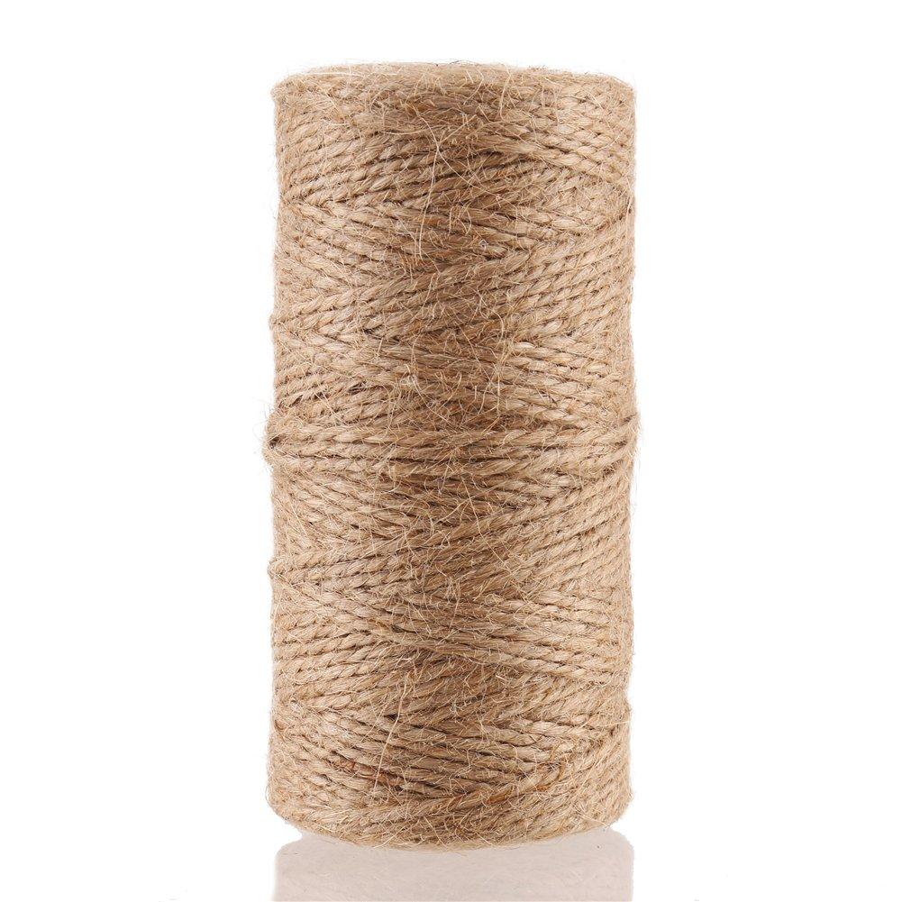 CCINEE Natural Jute Twine 328 Feet Burlap Rope String for DIY Crafts, Festive Decoration, Gift Wrapping and Gardening Applications 2mm(2 Ply) 2 mm - NewNest Australia