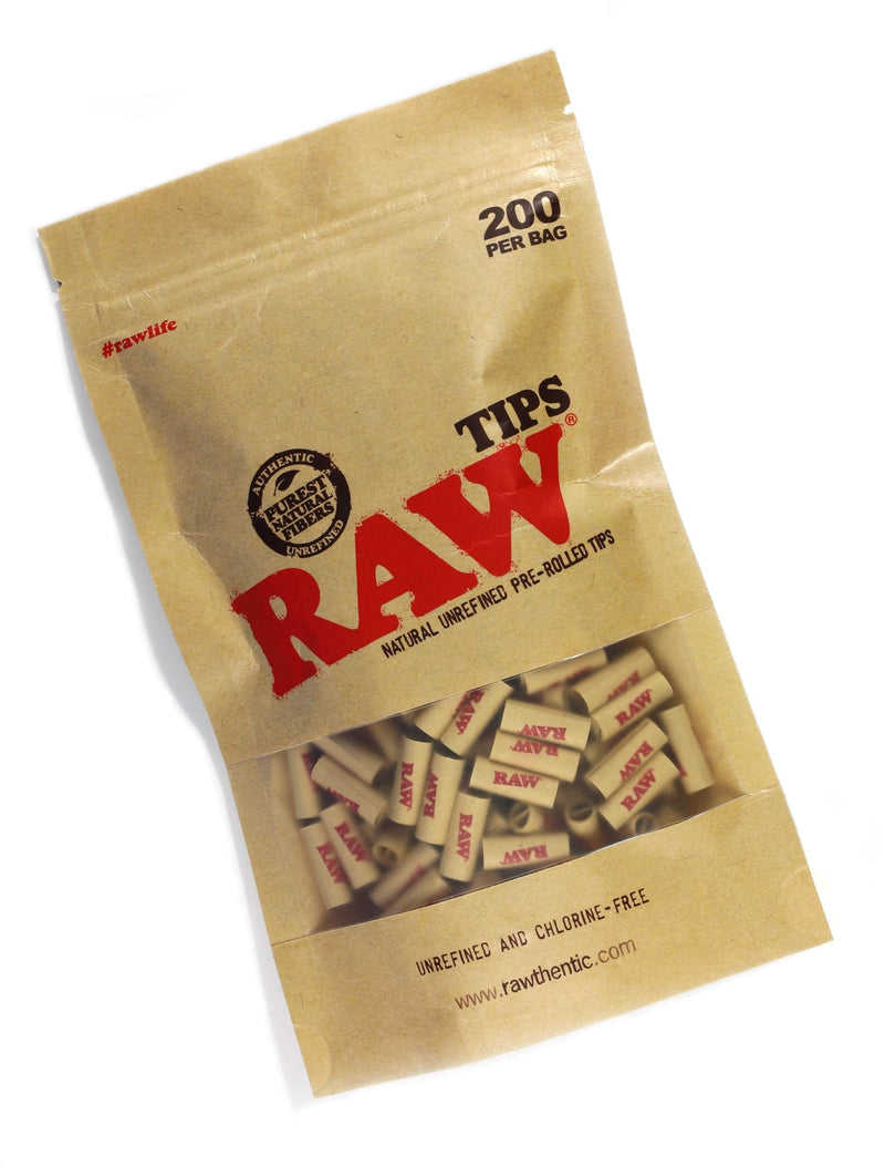 RAW Natural Unrefined Pre-Rolled Filter Tips - 1 Bag of 200 Tips - NewNest Australia