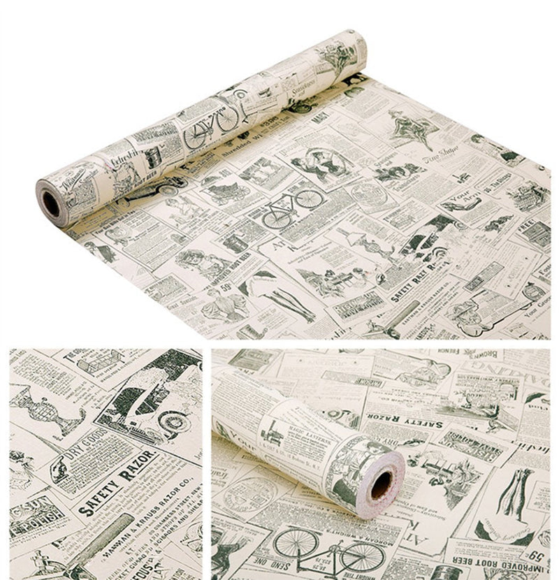 NewNest Australia - Vintage Newspaper Vinyl Contact Paper Wallpaper Self Adhesive Cabinet Shelf Drawer Liner for Kitchen Bathroom Backsplash Countertop Cupboard Table Desk Wall Decor (17.7 x 117 Inches,Smooth) 