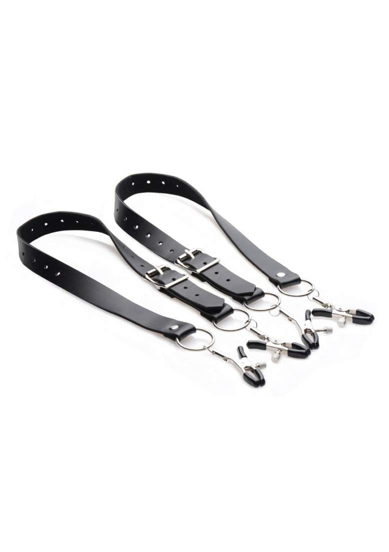 Master Series Spread Labia Spreader Straps with Clamps, Black (AF500) - NewNest Australia