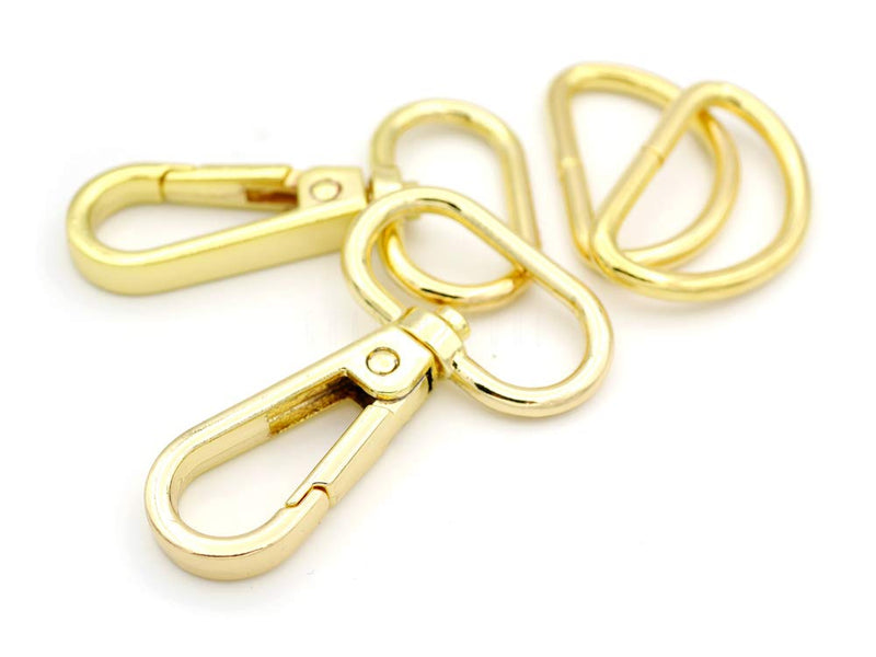 CRAFTMEMORE 2 Sets 1" Swivel Snap Hooks Lobster Clasp Push Gate Fashion Clips with 1" D Rings Bag Craft Accessories FSD2 (Gold, 1 Inch) Gold - NewNest Australia
