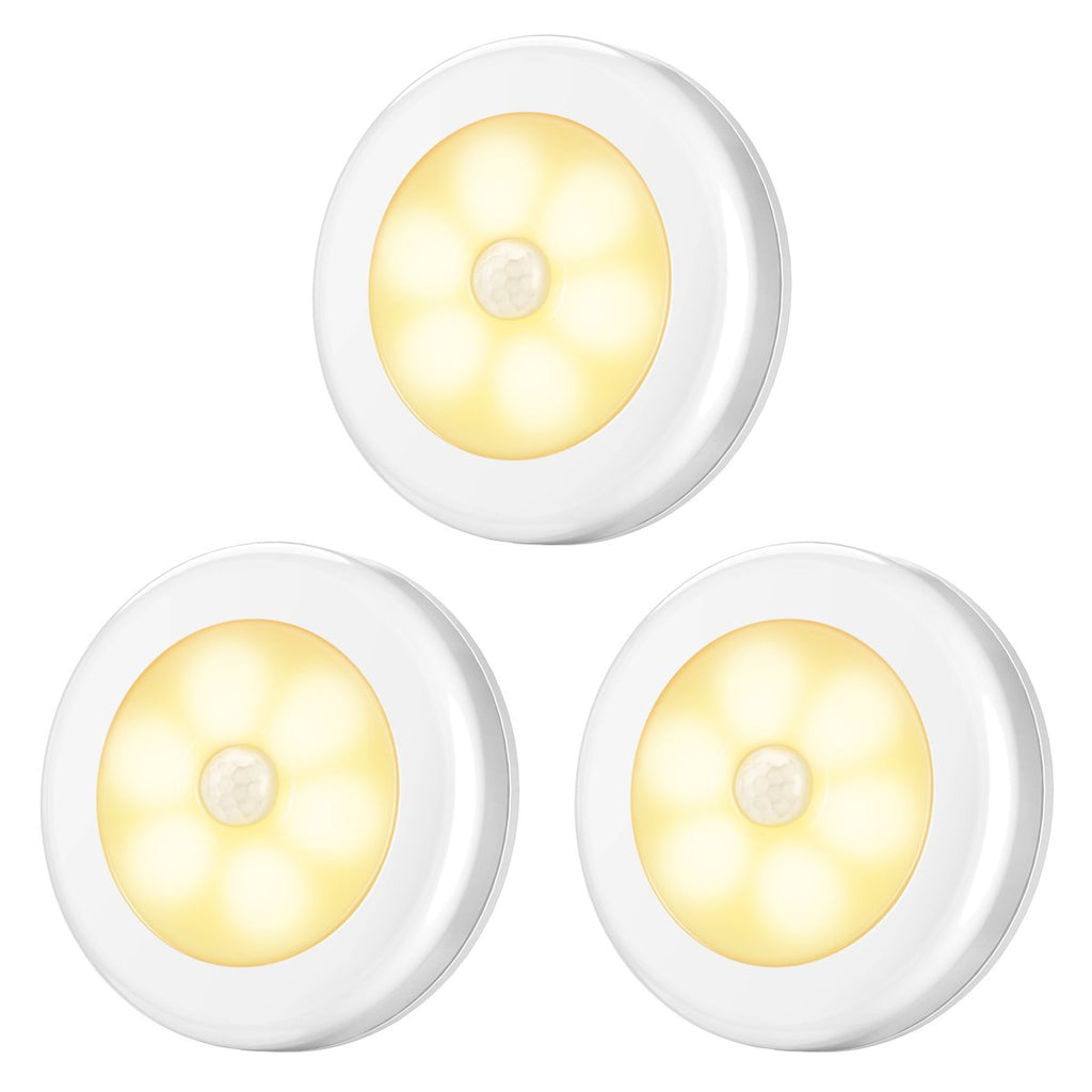 AMIR Motion Sensor Light, Cordless Battery-Powered LED Night Light, Stick-Anywhere Closet Lights Stair Lights, Safe Lights for Hallway, Bathroom, Bedroom, Kitchen, etc. (Warm White - Pack of 3) Battery Operated Warm White - NewNest Australia