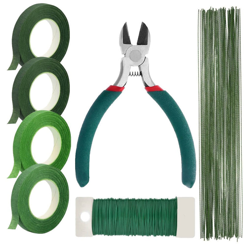Paxcoo Floral Stem Arrangement Tools Kit with Wire Cutter Green Floral Tapes 26 Gauge Stem Wire and 22 Gauge Paddle Wire for Bouquet Stem Wrap Florist - NewNest Australia