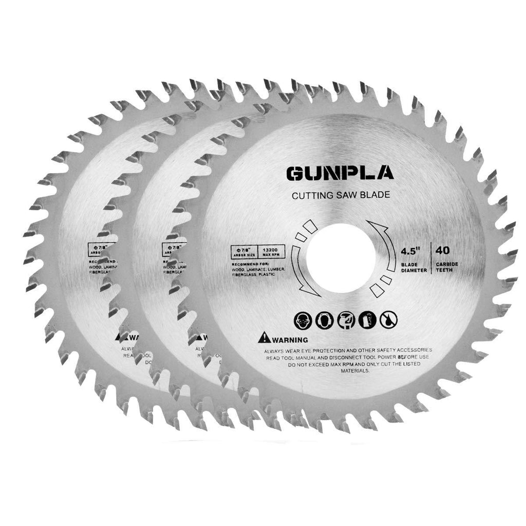 Gunpla 3 Pieces 4-1/2-inch 40 Tooth Alloy Steel TCT General Purpose Hard & Soft Wood Cutting Saw Blade with 7/8-inch Arbor - NewNest Australia