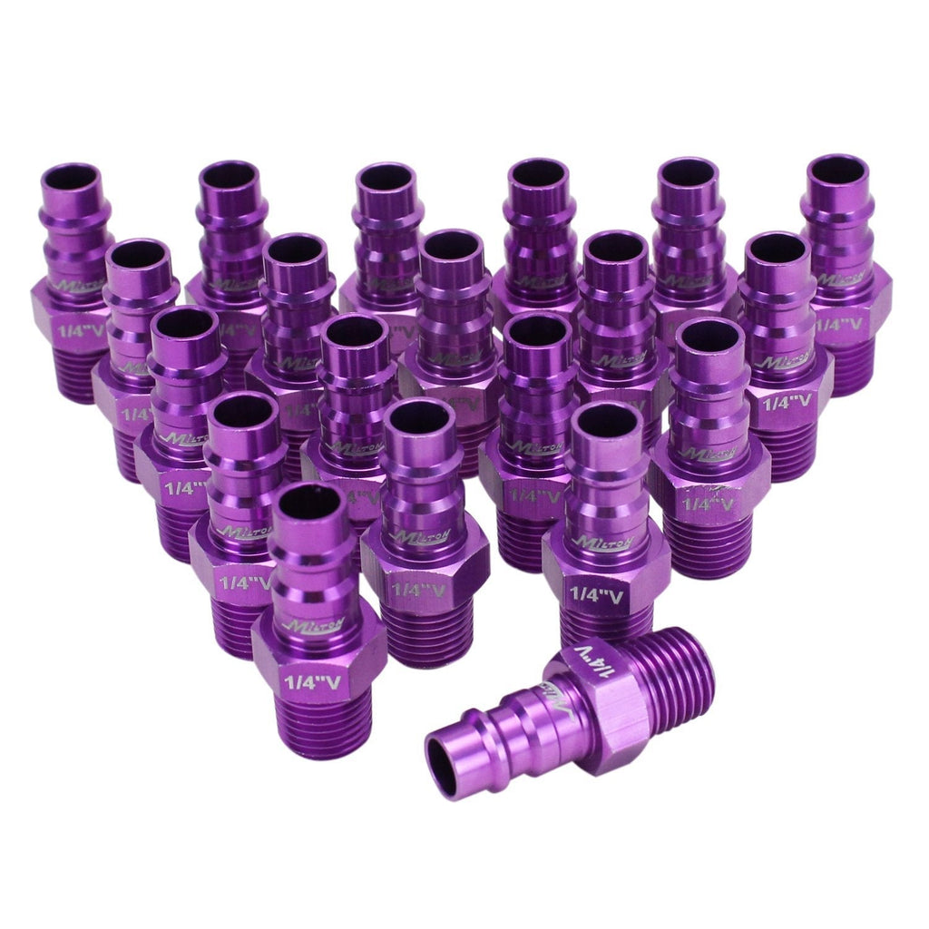 Milton 760VC-20 ColorFit HighFlowPRO Plugs, V-style Purple, 1/4" NPT Male, Box of 20 - NewNest Australia