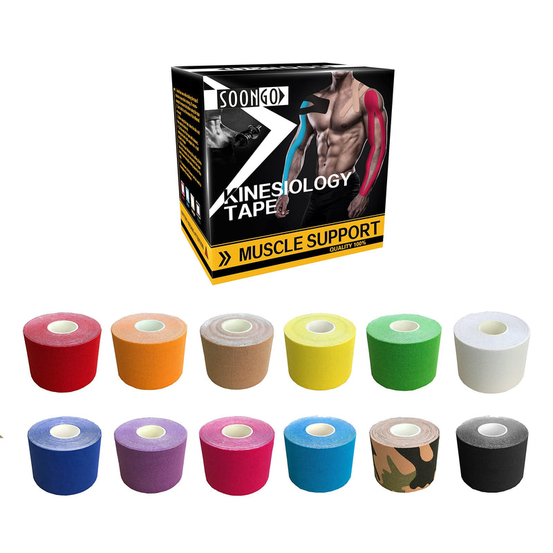 SOON GO Kinesiology Tape Sports Athletic Mucle Wrist Knee Ankle Elastic Waterproof Breathable 2 Inch x 16 Feet Beige 1 Roll 1 Count (Pack of 1) - NewNest Australia