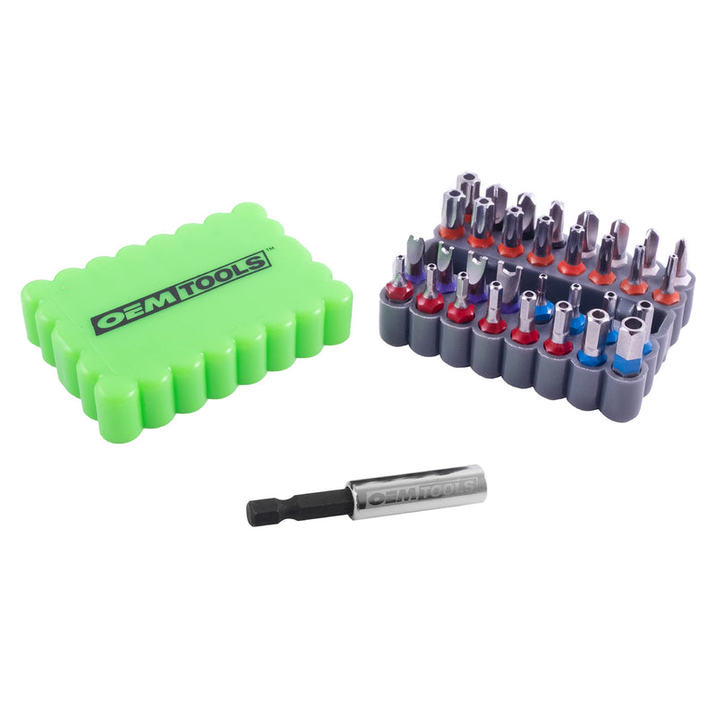 OEMTOOLS 25959 33 Piece Security Bit Set, Includes Spanner, Tri-Wing, Torq, Hex Security, and Tamper Proof Star Security Bits with 1/4 Inch Hex Bit Holder - NewNest Australia