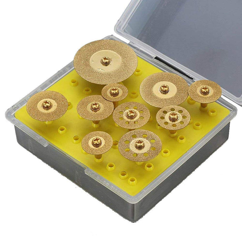 YEEZUGO Diamond Cutting Wheel, 10PCS 1/8" Titanium Coating Diamond Cutting Discs Cut-Off Wheel Blades Set for Dremel Rotary Tool - NewNest Australia