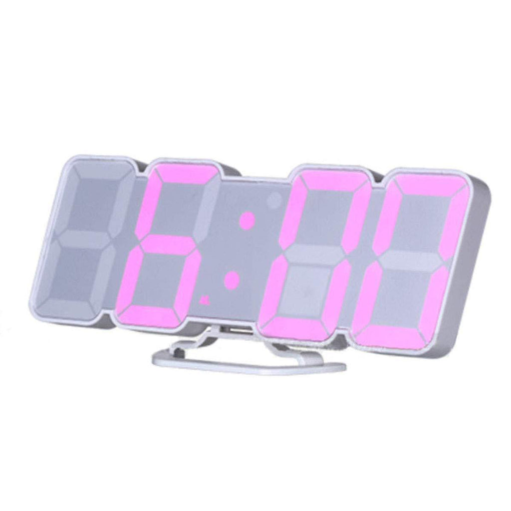 NewNest Australia - EAAGD 3D Wireless Remote Digital Wall Alarm Clock, with 115 Color Variations of LED Digital, Voice Control Mode, Remote Controller, 3 Levels of Brightness to Adjust (White) White 