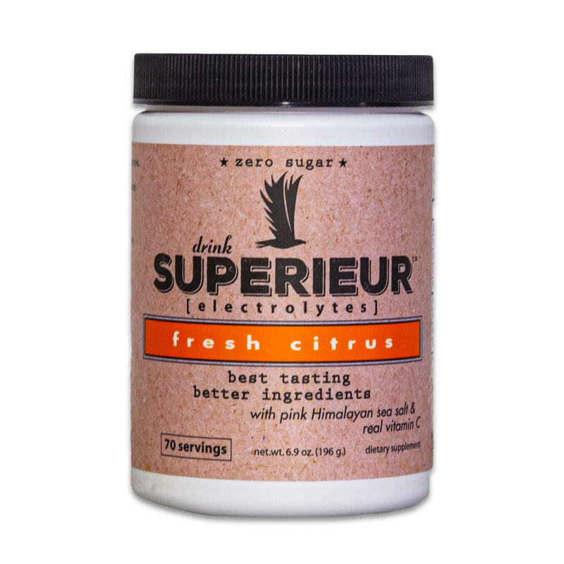 Superieur Electrolytes – Plant Based Electrolyte Supplement w/ Sea Minerals for Hydration & Recovery – Keto Friendly, Non-GMO, Zero Sugar, Vegan Healthy Sports Drink Powder – Citrus (70 Servings) - NewNest Australia
