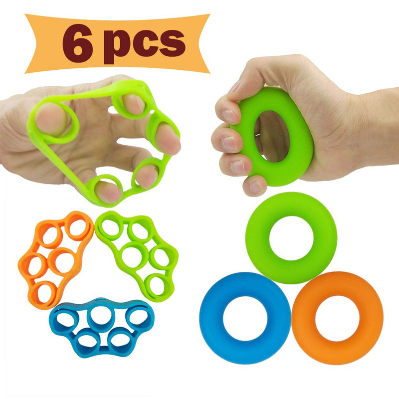Hand Grip Strengthener, Finger Exerciser, Grip Strength Trainer (6 PCS) NEW MATERIAL Forearm grip workout, Finger Stretcher, Relieve Wrist & Thumb Pain, Carpal tunnel, Great for Rock Climbing and More Hand Grip Strengthener - NewNest Australia
