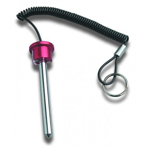 Pin, Tensile - MAGNETIC Universal Weight Stack Replacement SELECTOR KEY - 3/8" Dia | 4" to 4 1/2" Locking Space | DETENT Hitch PINS - RED Anodized Al. Knob w/ reinforced steel wire Laynard - NewNest Australia