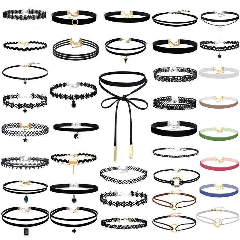 Paxcoo 50Pcs Black Choker Necklaces Set for Teen Girls and Women - NewNest Australia