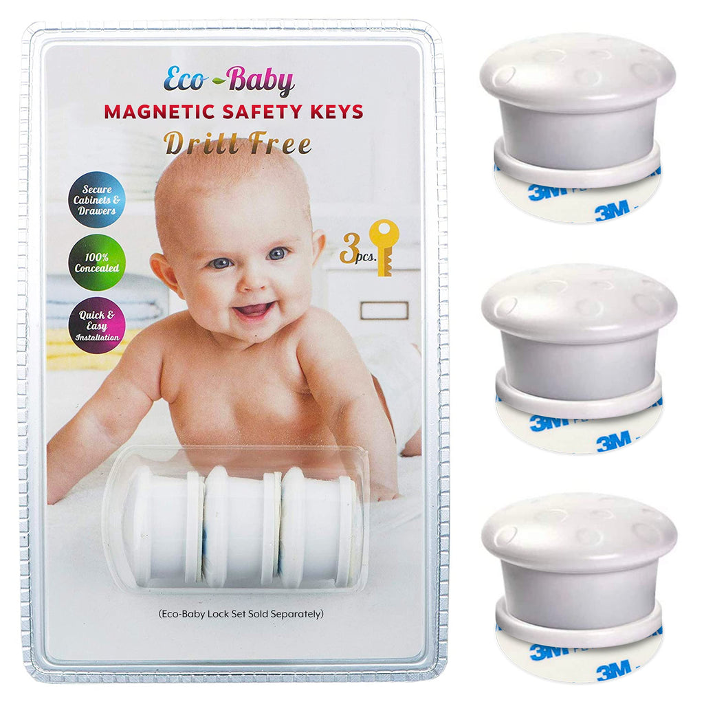 Universal Replacement Keys for Magnetic Cabinet Locks Child Safety for Drawers and Cabinets - Child Proof Cabinet Locks (3 Keys Only) by Eco-Baby - NewNest Australia