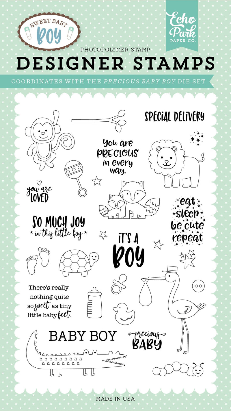 Echo Park Paper Company Precious Baby Boy Stamp - NewNest Australia