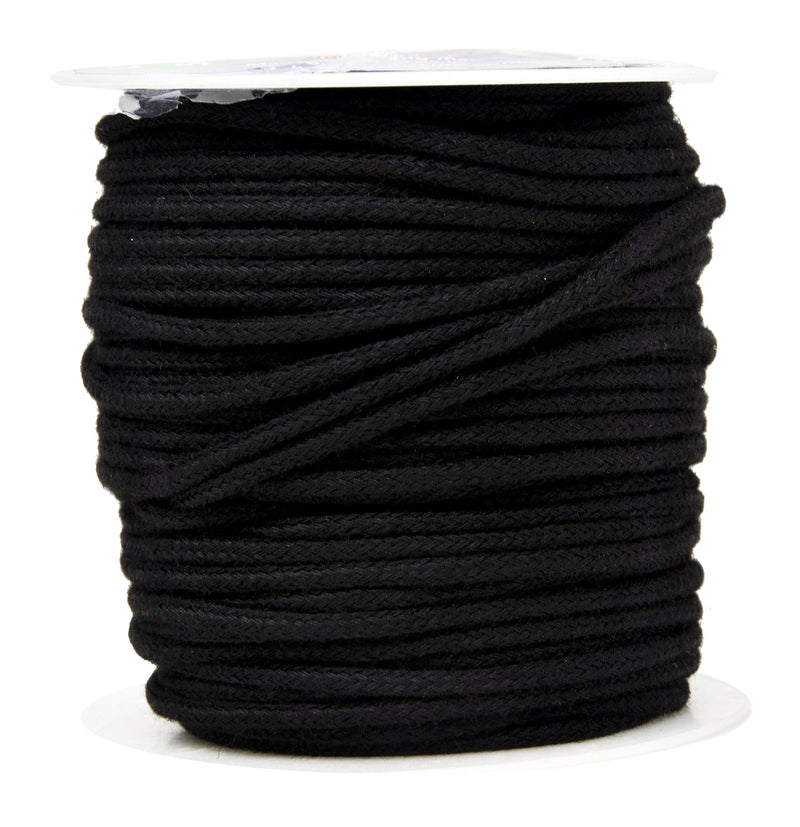 Mandala Crafts Soft Drawstring Replacement Rope Upholstery Crochet Macramé Cotton Welt Trim Piping Cord (Black, 2mm) Black - NewNest Australia