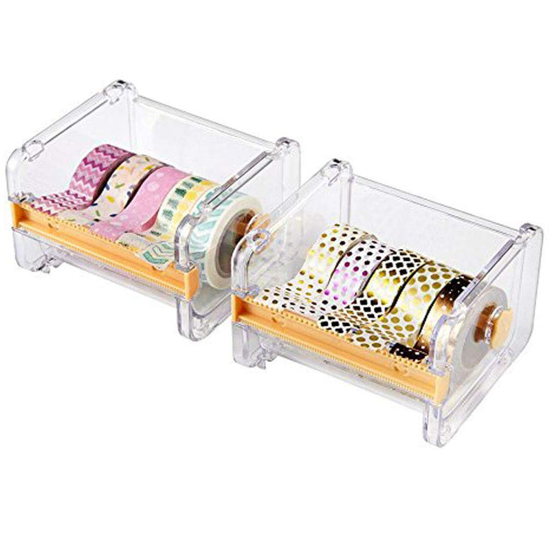 2pcs HomDSim Washi Tape Dispenser Cutter,Roll Tape Holder Organizer,Masking Tape Desktop Tape DIY Sticker Roll Tape Cutter Holder Storage,Washi Tape Box Yellow - NewNest Australia