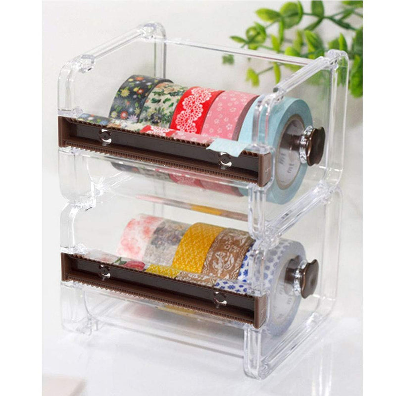 2pcs HomDSim Washi Tape Dispenser Cutter,Roll Tape Holder Organizer,Masking Tape Desktop Tape DIY Sticker Roll Tape Cutter Holder Storage,Washi Tape Box Brown - NewNest Australia