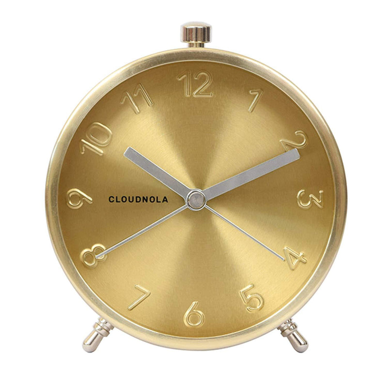 NewNest Australia - Cloudnola Glam Metal Alarm Clock Gold, 4.3 inch Diameter, Battery Operated Quartz Movement, Silent Non Ticking … 
