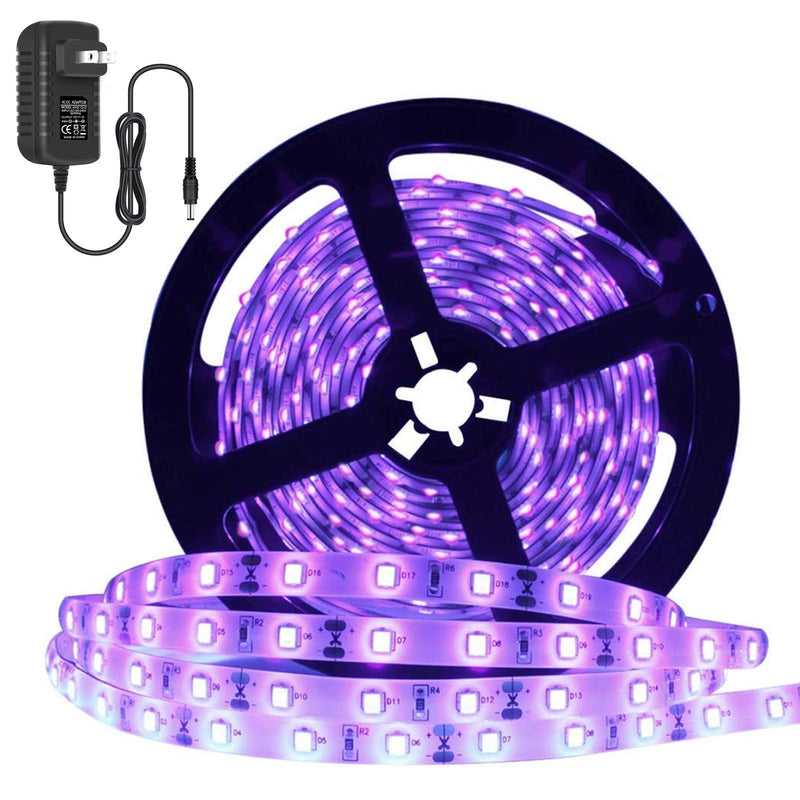 Super Bright 24 Watts UV Black Light LED Strip, 16.4FT/5M 3528 300LEDs 395nm-405nm Waterproof IP65 Blacklight Night Fishing implicitly Party with 12V 2A Power Supply 24w 196.8 Inch (Pack of 1) - NewNest Australia