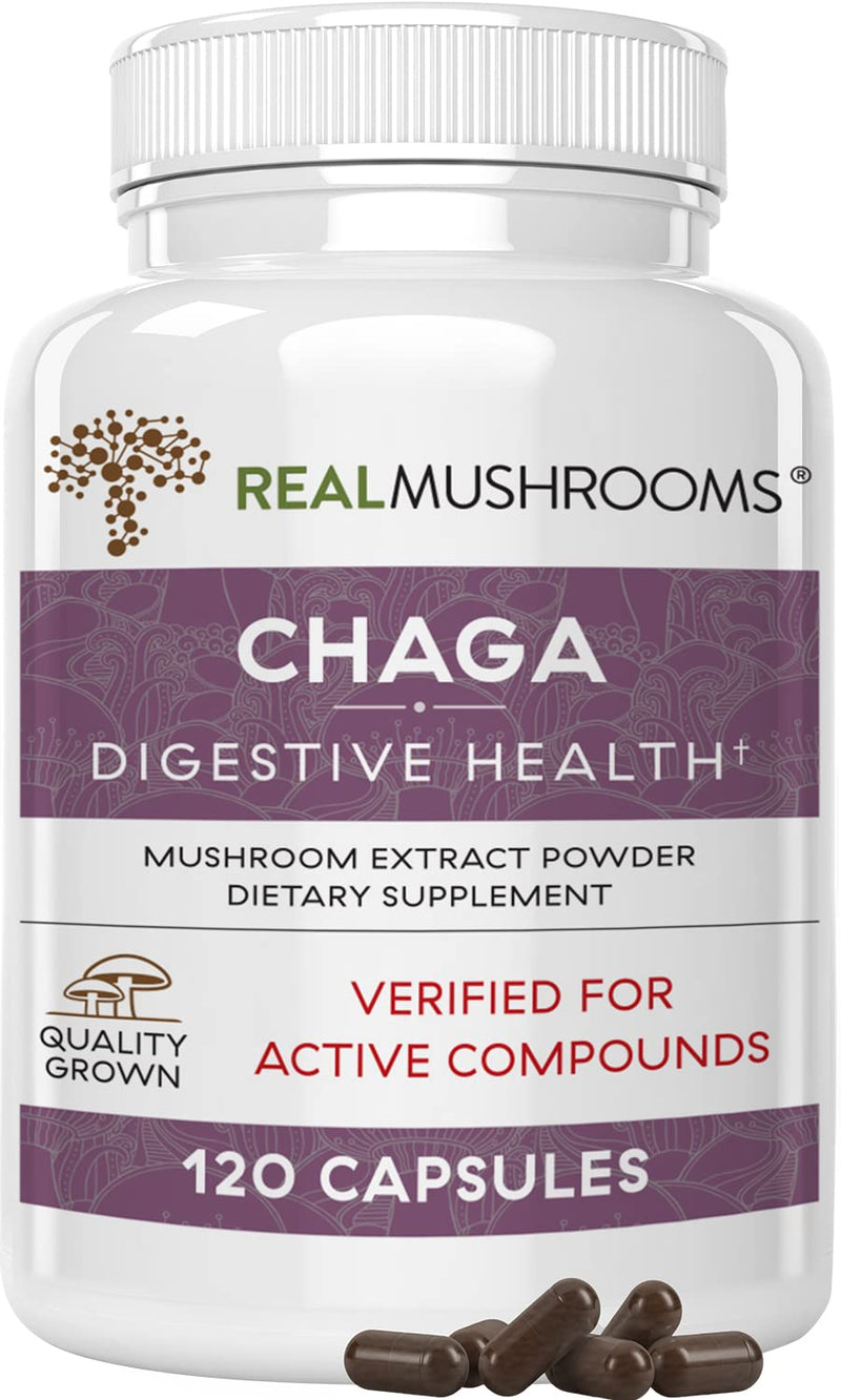 Chaga Extract Immune and Digestive Support Organic Capsules - Non-GMO Supplement with Beta-Glucans 120 Count (Pack of 1) - NewNest Australia