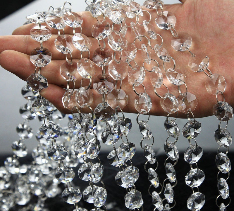 VOVOV 20FT Clear Crystal Garland Chandelier Octagon Beads Chain Beaded Trim - NewNest Australia