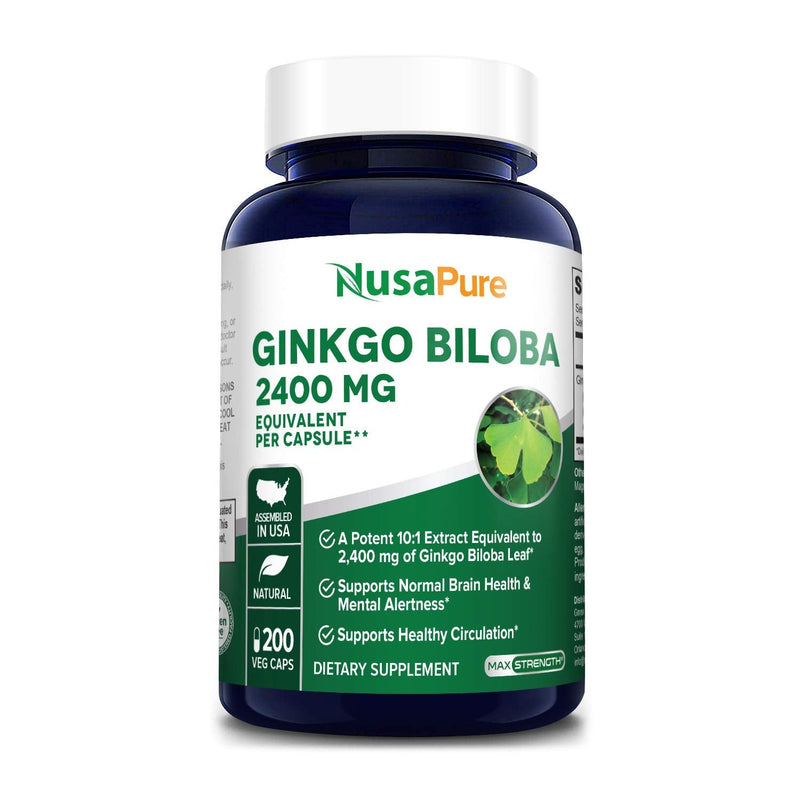 Ginkgo Biloba Extract 2400 mg Per Veggie Caps 200 Capsules (Vegetarian,Non-GMO, Gluten Free & Extract 10:1) - NewNest Australia