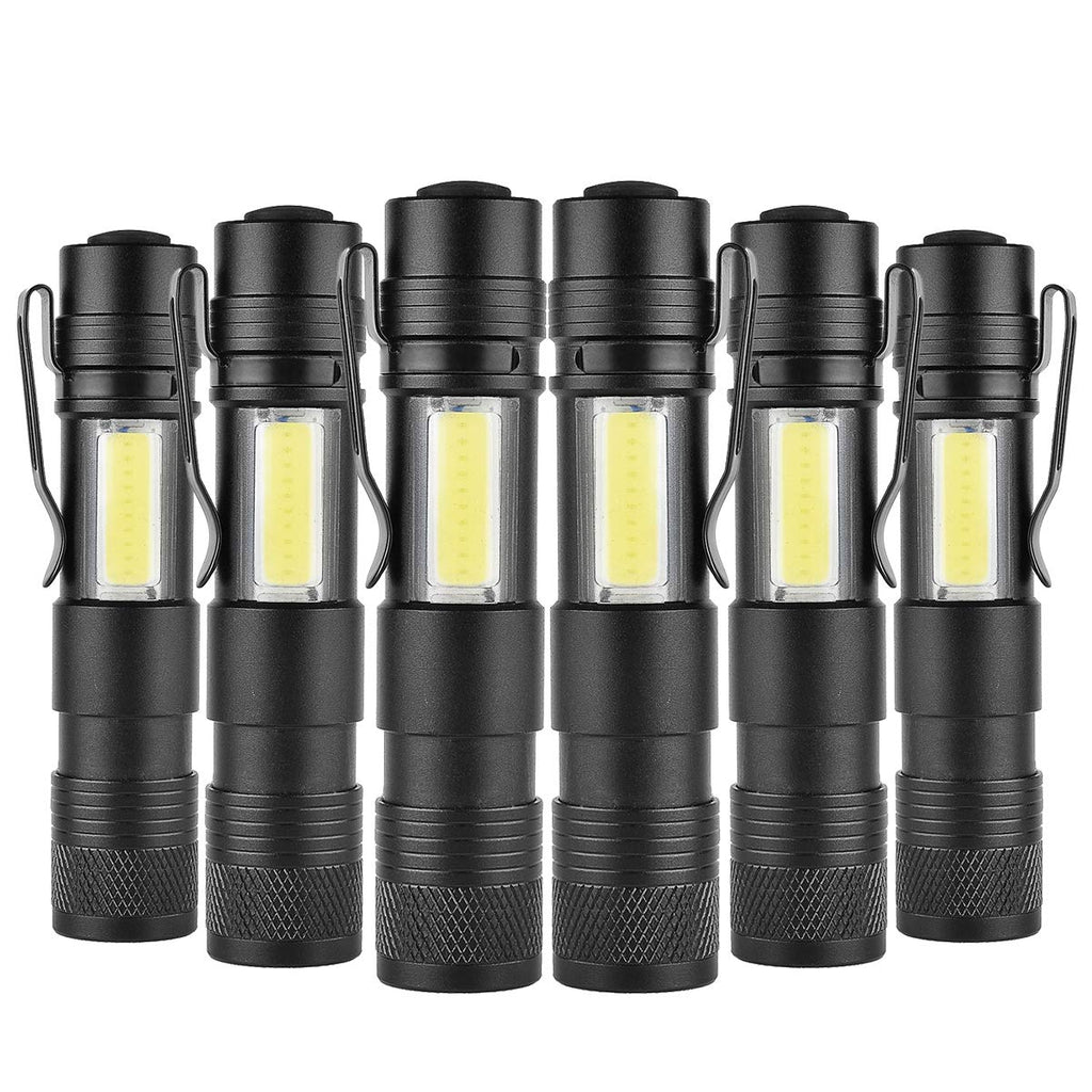 MODOAO COB LED Flashlights,Ultra Bright 4 Modes Zoomable Mini Handheld Torch,Waterproof Pocket Lights Adjustable Focus Handheld Flashlight (6 Pack) 6 Pack - NewNest Australia