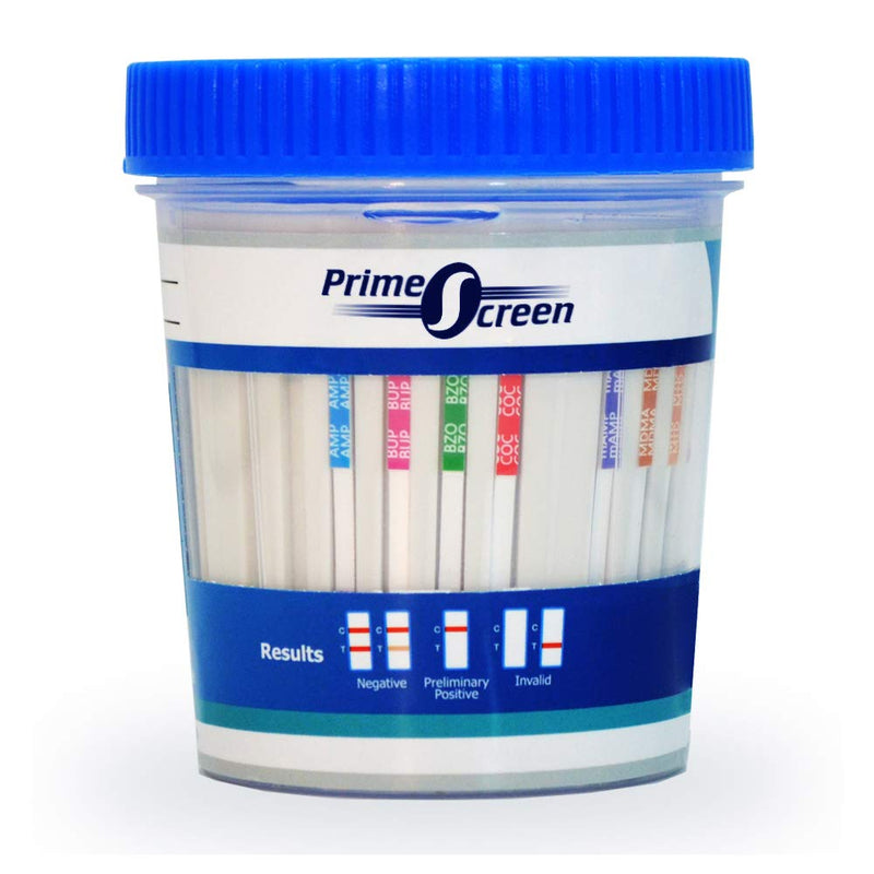 Prime Screen 14 Panel Urine Drug Test Cup - Instant Testing Marijuana (THC),OPI,AMP, BAR, BUP, BZO, COC, mAMP, MDMA, MTD, OXY, PCP, PPX, TCA - with 3 AD and Temperature Strips - [5 Pack] -EXP:12/24/22 - NewNest Australia