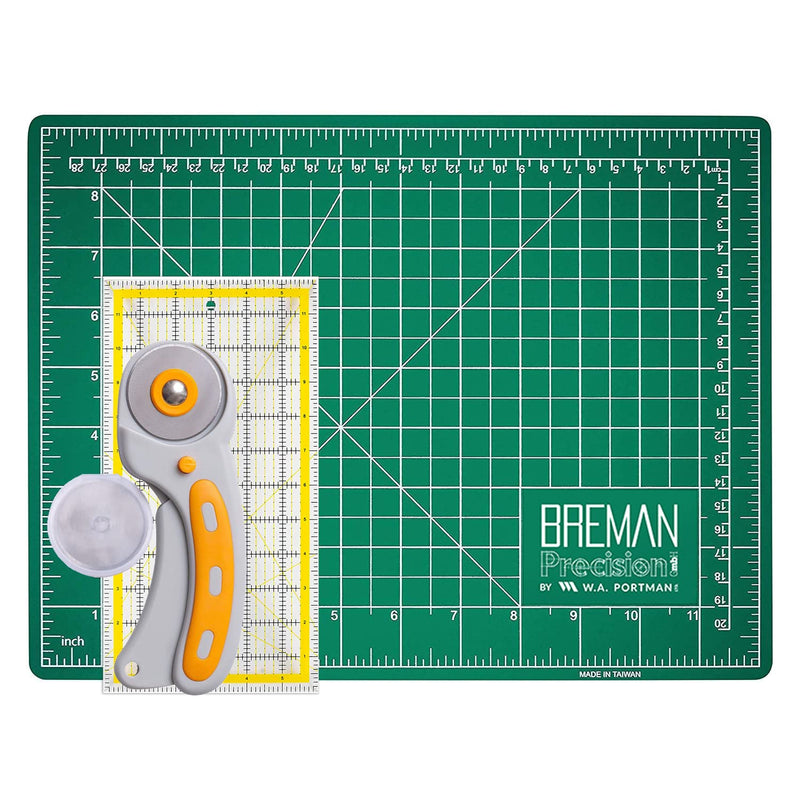 WA Portman Rotary Cutter Set & Cutting Mat for Sewing - 45mm Rotary Cutter for Fabric & 5 Blades - 9x12 Inch Fabric Cutting Mat - 6x12 Inch Acrylic Ruler for Cutting Fabric - Rotary Cutter and Mat Set - NewNest Australia