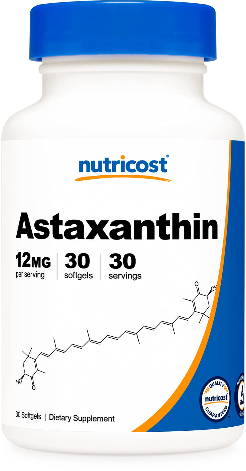 Nutricost Astaxanthin 12mg, 30 Softgels - Non-GMO and Gluten Free 30 Count (Pack of 1) - NewNest Australia