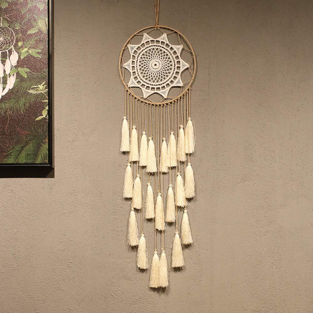 NewNest Australia - Artilady Macrame Dream Catchers for Bedroom - Tassel Wall Hanging Handmade Dreamcatchers Home Decor with Tassel Feather Ornament Craft Blessing Gift (White) White 