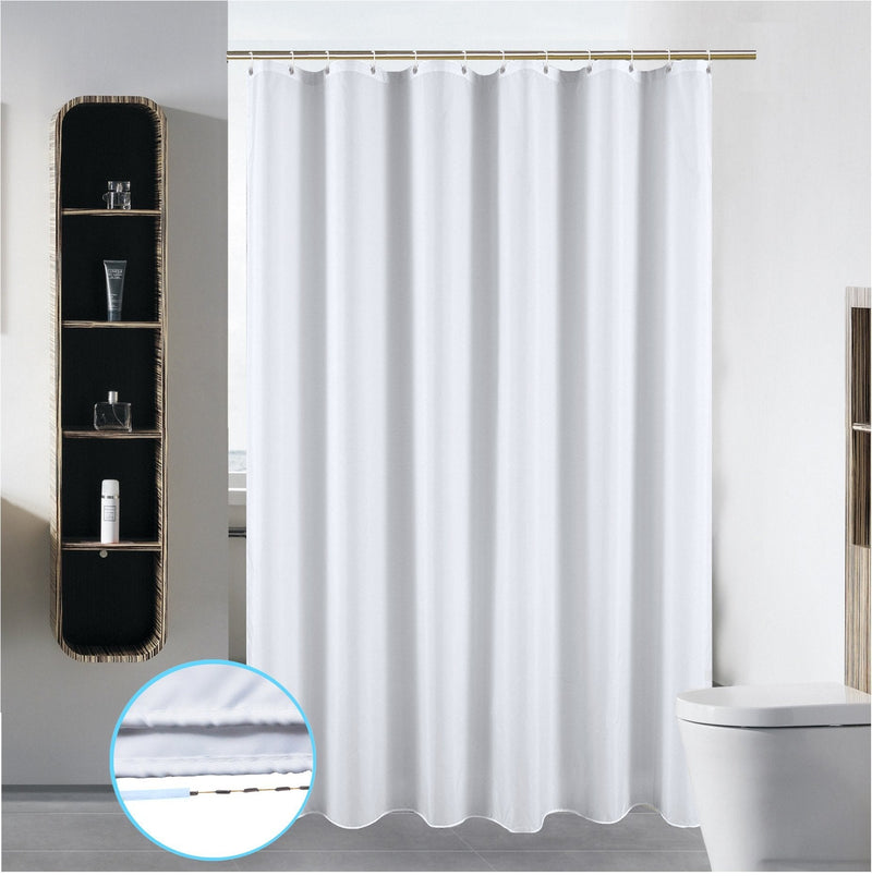 S·Lattye 72 x 78 Washable Shower Curtain Liner Bathroom Waterproof Fabric Cloth Polyester (Best Hotel Quality Friendly) with Curved Plastic Hooks Set - Long, Pure White 72" x 78" - NewNest Australia