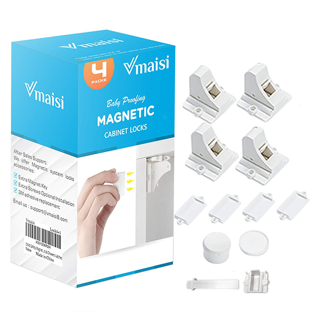 Child Safety Magnetic Cabinet Locks - vmaisi 4 Pack Adhesive Baby Proofing Cabinets & Drawers Latches - NewNest Australia