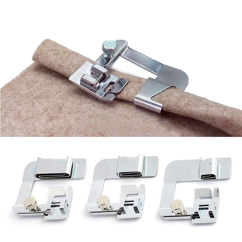 ANYQOO 3 Sizes Rolled Hem Pressure Foot Sewing Machine Presser Foot Hemmer Foot Set (1/2 Inch, 3/4 Inch, 1 Inch) for Singer, Brother, Janome and Other Low Shank Adapter (Rolled Hem Presser Feet) - NewNest Australia