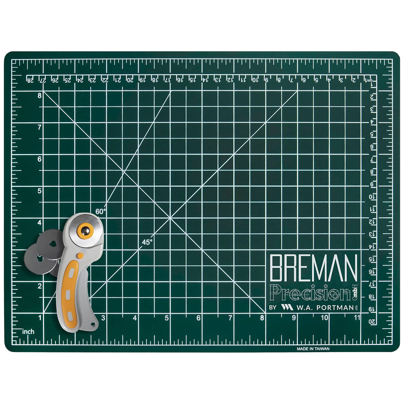 WA Portman Self Healing Cutting Mat and Rotary Cutter Set - 9x12 Inch Rotary Cutter Mat - 45mm Rotary Fabric Cutter - 5 Extra Rotary Cutter Blades - Ideal Sewing Mat Set for Craft Supplies - NewNest Australia