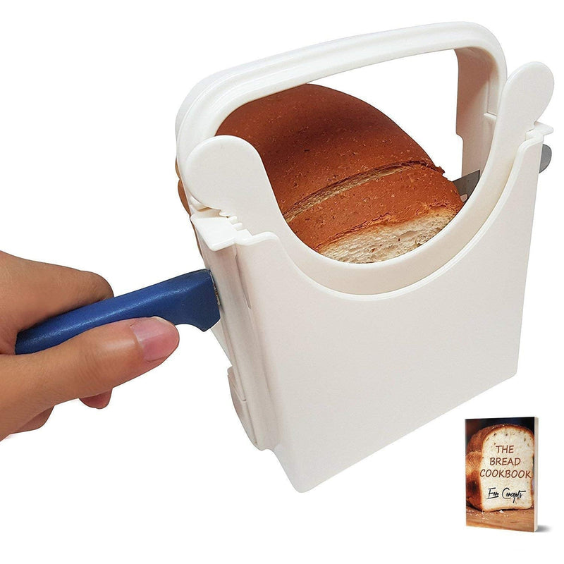 Eon Concepts Bread Slicer Guide For Homemade Bread With Rubber Feet Paddings and E-book | Loaf Cutter Machine - Foldable Adjustable & Customizable to 5 Thickness | Bagel/Sandwich/Toast Slicer | - NewNest Australia